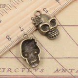 10pcs Charms Skeleton Skull 21x13mm Antique Bronze Silver Color Pendants Making DIY Handmade Jewelry Factory Wholesale