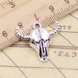 10pcs Charms Skull Bull Ox Head 23x24mm Tibetan Silver Color Pendants Antique Jewelry Making DIY Handmade Craft Pendant