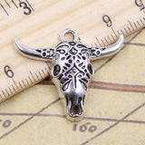 10pcs Charms Skull Bull Ox Head 25x29mm Tibetan Silver Color Pendants Antique Jewelry Making DIY Handmade Craft Pendant EF3803