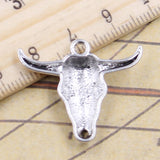10pcs Charms Skull Bull Ox Head 25x29mm Tibetan Silver Color Pendants Antique Jewelry Making DIY Handmade Craft Pendant EF3803