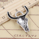 10pcs Charms Skull Bull Ox Head 39x29mm Tibetan Silver Color Pendants Antique Jewelry Making DIY Handmade Craft