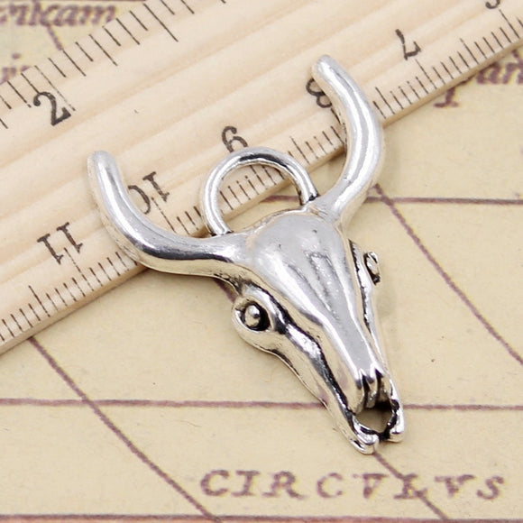 10pcs Charms Skull Bull Ox Head 39x29mm Tibetan Silver Color Pendants Antique Jewelry Making DIY Handmade Craft