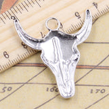 10pcs Charms Skull Bull Ox Head 41x38mm Tibetan Bronze Silver Color Pendants Antique Jewelry Making DIY Handmade Craft