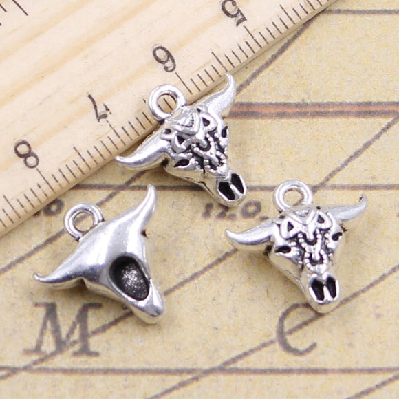 10pcs Charms Skull Bull Ox Star Head 17x16x7mm Tibetan Silver Color Pendants Antique Jewelry Making DIY Handmade Craft Pendant