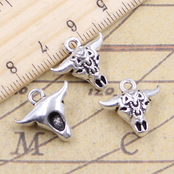 10pcs Charms Skull Bull Ox Star Head 17x16x7mm Tibetan Silver Color Pendants Antique Jewelry Making DIY Handmade Craft Pendant EF4655