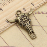 10pcs Charms Skull Bull Ox Star Head 32x26mm Tibetan Silver Color Pendants Antique Jewelry Making DIY Handmade Craft