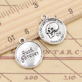10pcs Charms Skull Lucky Coin Luck Forever 20x17mm Tibetan Silver Color Pendants Antique Jewelry Making DIY Handmade Craft