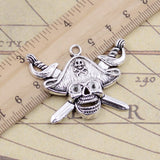 10pcs Charms Skull Pirate Flag Cross Swords 45x34mm Tibetan Bronze Silver Color Pendants Antique Making DIY Handmade Jewelry