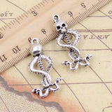 10pcs Charms Skull Skeleton Wand 37x20mm Tibetan Bronze Silver Color Pendants Antique Jewelry Making DIY Handmade Craft