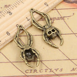 10pcs Charms Skull Spider Halloween 40x16mm Tibetan Bronze Silver Color Pendants Antique Jewelry Making DIY Handmade Craft