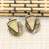 10pcs Charms Slice Of Pie Plate Fork 19x13mm Tibetan Silver Color Pendants Antique Jewelry Making DIY Handmade Craft