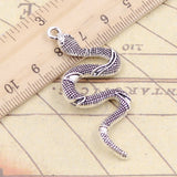 10pcs Charms Snake 55x25mm Tibetan Bronze Silver Color Pendants Antique Jewelry Making DIY Handmade Craft