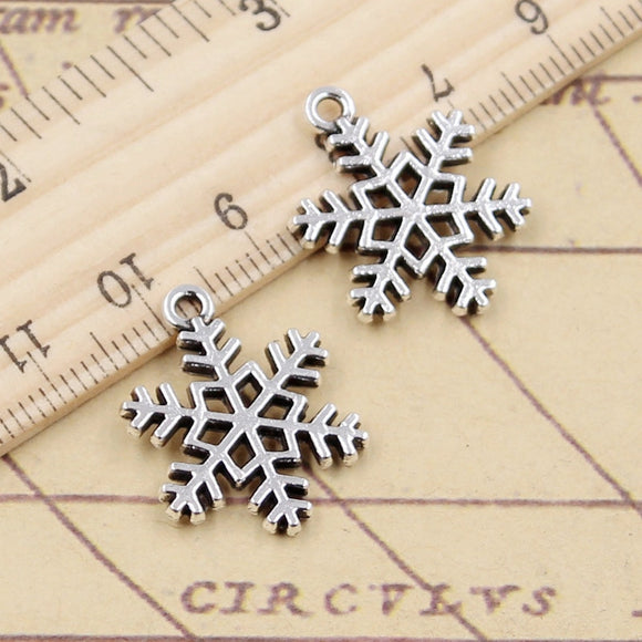 10pcs Charms Snow Snowflake 23x17mm Tibetan Silver Color Pendants Antique Jewelry Making DIY Handmade Craft
