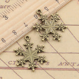 10pcs Charms Snow Snowflake 28x22mm Tibetan Bronze Silver Color Pendants Antique Jewelry Making DIY Handmade Craft