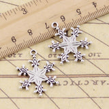 10pcs Charms Snow Snowflake 28x22mm Tibetan Bronze Silver Color Pendants Antique Jewelry Making DIY Handmade Craft