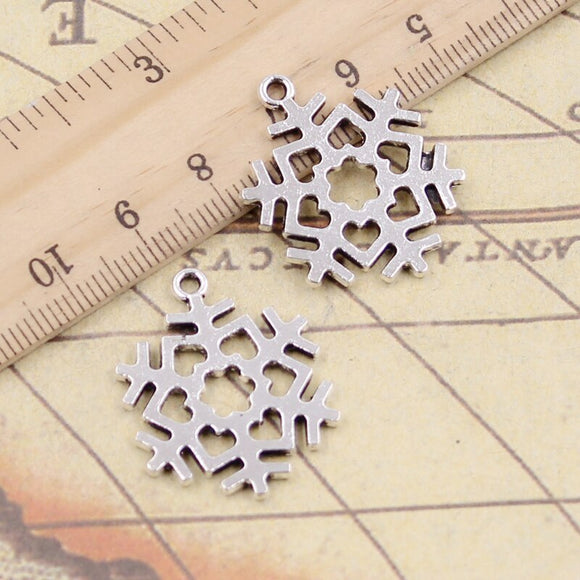 10pcs Charms Snow Snowflake 29x23mm Tibetan Silver Color Pendants Antique Jewelry Making DIY Handmade Craft EF3749