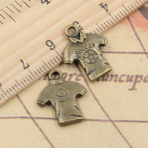 10pcs Charms Soccer Shirts Jersey 19x15mm Tibetan Bronze Silver Color Pendants Antique Jewelry Making DIY Handmade Craft EF4121