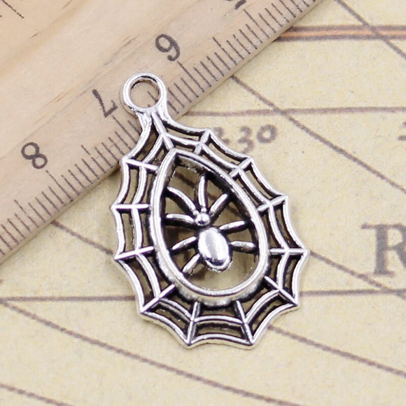 10pcs Charms Spider Cobweb Halloween 35x20mm Tibetan Bronze Silver Color Pendants Antique Jewelry Making DIY Handmade Craft h0911