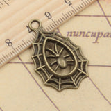 10pcs Charms Spider Cobweb Halloween 35x20mm Tibetan Bronze Silver Color Pendants Antique Jewelry Making DIY Handmade Craft h0911