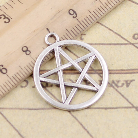 10pcs Charms Star Pentagram 24x24mm Tibetan Silver Color Pendants Antique Jewelry Making DIY Handmade Craft
