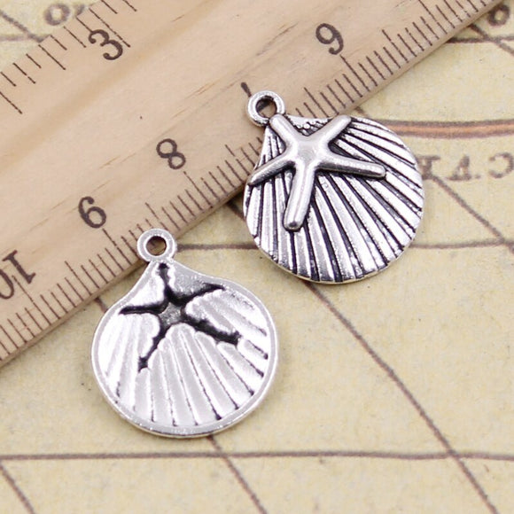 10pcs Charms Starfish Conch 22x18mm Tibetan Bronze Silver Color Pendants Antique Jewelry Making DIY Handmade Craft