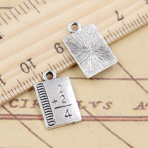 10pcs Charms Study Math Book 17x10mm Tibetan Silver Color Pendants Antique Jewelry Making DIY Handmade Craft