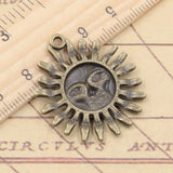 10pcs Charms Sun Face Sunburst 34x29mm Tibetan Bronze Silver Color Pendants Antique Jewelry Making DIY Handmade Craft Pendant