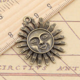 10pcs Charms Sun Face Sunburst 34x29mm Tibetan Bronze Silver Color Pendants Antique Jewelry Making DIY Handmade Craft Pendant