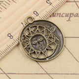 10pcs Charms Sun Moon 28x24mm Tibetan Bronze Silver Color Pendants Antique Jewelry Making DIY Handmade Craft