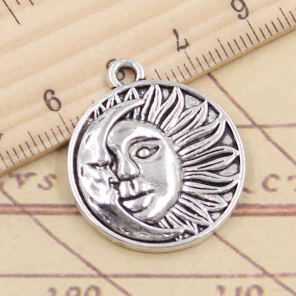 10pcs Charms Sun Moon Sunshine 29x25mm Tibetan Silver Color Pendants Antique Jewelry Making DIY Handmade Craft