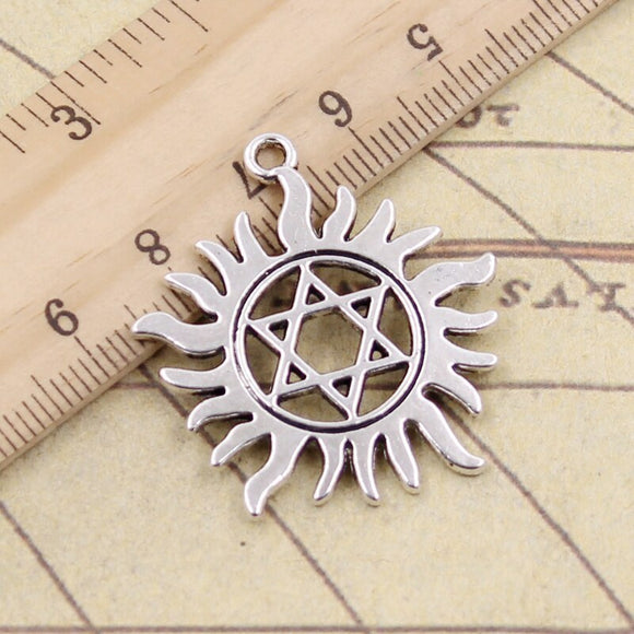10pcs Charms Sun Star Of David Hexagram 34x31mm Tibetan Silver Color Pendants Antique Jewelry Making DIY Handmade Craft