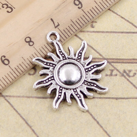 10pcs Charms Sun Sunburst 28x25mm Tibetan Gold Bronze Silver Color Pendants Antique Jewelry Making DIY Handmade Craft EF3599