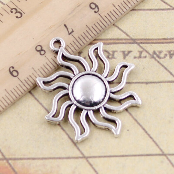 10pcs Charms Sun Sunburst 34x30mm Tibetan Silver Color Pendants Antique Jewelry Making DIY Handmade Craft