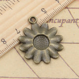 10pcs Charms Sunflower Flower 30x26mm Tibetan Silver Color Pendants Antique Jewelry Making DIY Handmade Craft