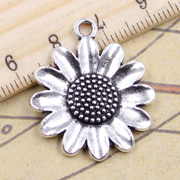 10pcs Charms Sunflower Flower 30x26mm Tibetan Silver Color Pendants Antique Jewelry Making DIY Handmade Craft