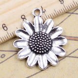 10pcs Charms Sunflower Flower 30x26mm Tibetan Silver Color Pendants Antique Jewelry Making DIY Handmade Craft