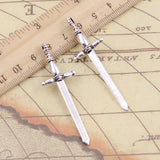 10pcs Charms Sword Fencing 59x19mm Tibetan Bronze Silver Color Pendants Antique Jewelry Making DIY Handmade Craft