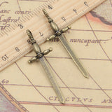 10pcs Charms Sword Fencing 59x19mm Tibetan Bronze Silver Color Pendants Antique Jewelry Making DIY Handmade Craft EF0388