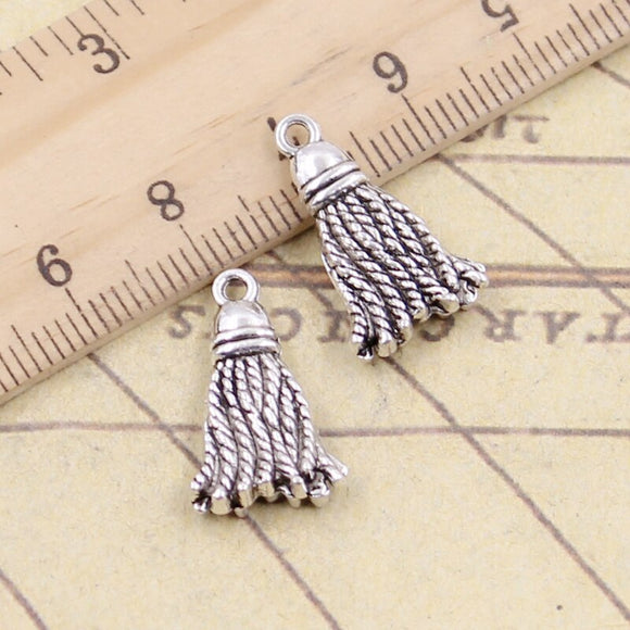 10pcs Charms Tassels Fringing 20x12mm Tibetan Bronze Silver Color Pendants Antique Jewelry Making DIY Handmade Craft