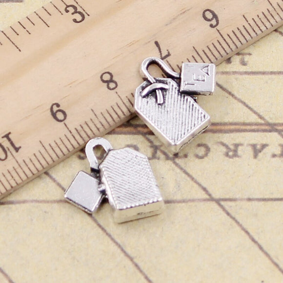 10pcs Charms Tea Bag 15x15mm Tibetan Silver Color Pendants Antique Jewelry Making DIY Handmade Craft Pendant EF4689