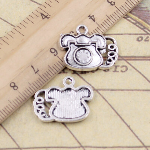 10pcs Charms Telephone Phone 22x18mm Tibetan Bronze Silver Color Pendants Antique Jewelry Making DIY Handmade Craft EF4668