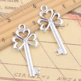 10pcs Charms Three Leaf Clover Lucky Key 47x21mm Tibetan Silver Color Pendants Antique Jewelry Making DIY Handmade Craft