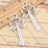 10pcs Charms Three Leaf Clover Lucky Key 47x21mm Tibetan Silver Color Pendants Antique Jewelry Making DIY Handmade Craft
