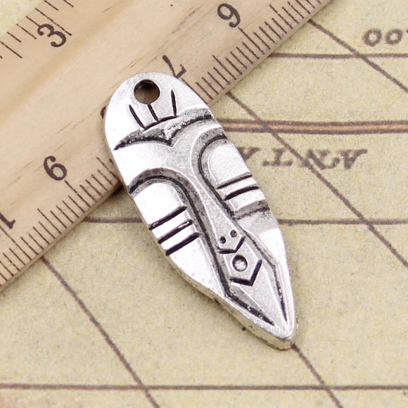 10pcs Charms Tiki Tribal Mask 40x15mm Tibetan Silver Color Pendants Antique Jewelry Making DIY Handmade Craft