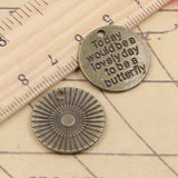 10pcs Charms Today Would Be A Lovely Day To Be A Butterfly 20x20mm Tibetan Bronze Silver Color Pendants Antique Making Handmade