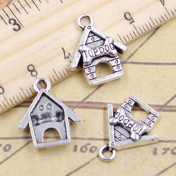 10pcs Charms Top Dog House Doghouse 20x17mm Antique Silver Color Pendants Making DIY Handmade Jewelry Factory Wholesale