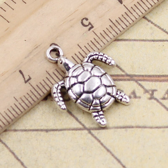 10pcs Charms Tortoise 23x18mm Antique Silver Color Pendants Making DIY Handmade Jewelry Factory Wholesale