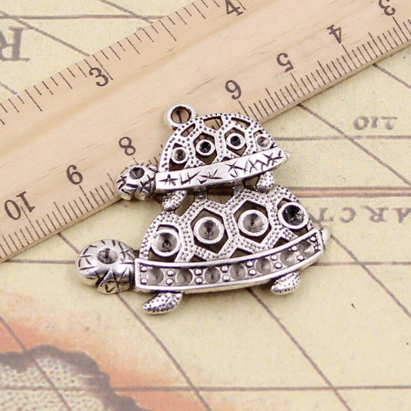 10pcs Charms Tortoise Turtle Sea 35x41mm Tibetan Bronze Silver Color Pendants Antique Jewelry Making DIY Handmade Craft
