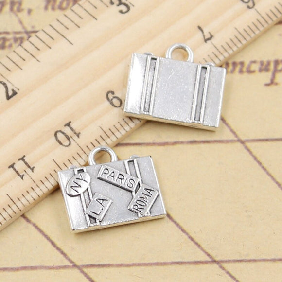 10pcs Charms Travel Bags New York Paris Roma LA 15x16mm Tibetan Silver Color Pendants Antique Jewelry Making DIY Handmade Craft