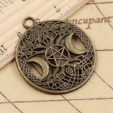 10pcs Charms Tree Of Life Norse Viking Moon Star 39x34mm Tibetan Bronze Silver Color Pendant Antique Making DIY Handmade Jewelry EF3696